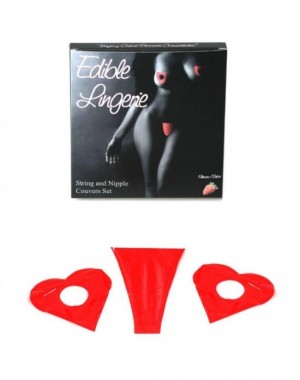 Tanga y Cubre Pezones Comestible, Edible Lingerie [Fresa]