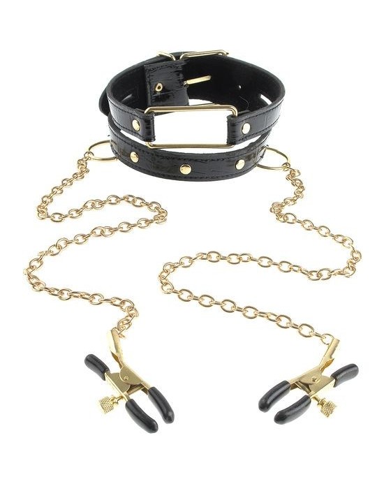 Collar y Pinzas Gold Fantasy Fetish
