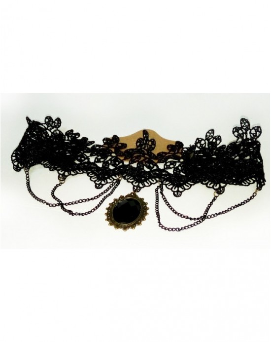 Necklace Onyx Cuello de Encaje [Negro]