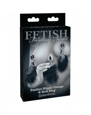 Pinzas para Pezones y Plug con Plumas