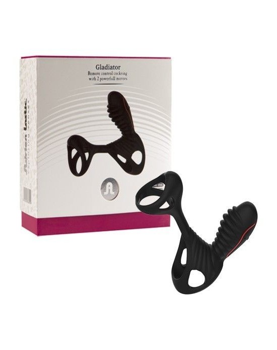 Funda Pene Vibradora y Mando Gladiator [Negro]