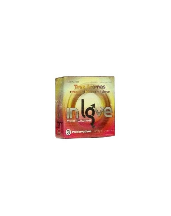 Pack 12 Condones inLove fresa, banana, choco [3und]