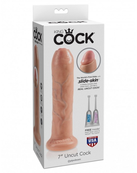 Dildo con Glande Retractil [7"] [Natural]