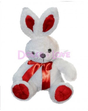 Peluche conejo blanco y rojo