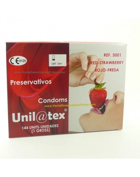 Preservativos Rojos sabor fresa-Unilatex [144 unidades]