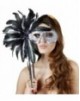 Masks, Máscara Plateada con Vara de Plumas Negra