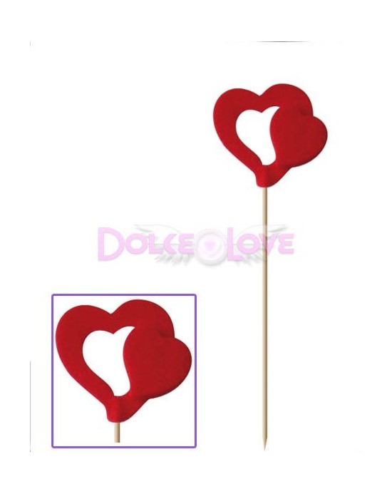 Pincho Madera con Corazón Fieltro Abierto, 24u